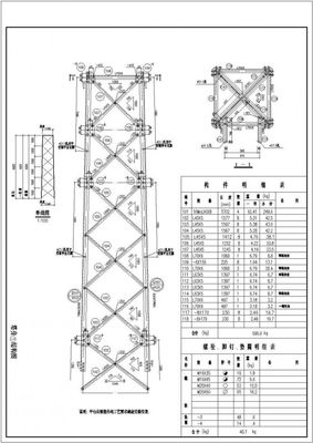 某地区60米通信角钢铁塔施工图纸